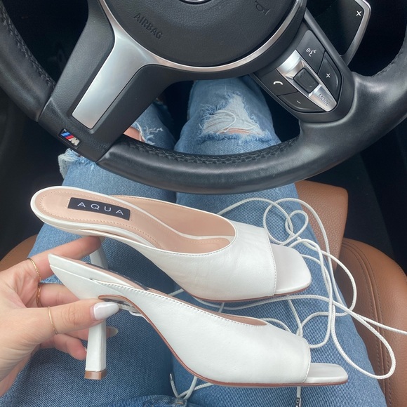 AQUA OPEN BACK LACE UP SANDAL HEEL - Picture 5 of 12